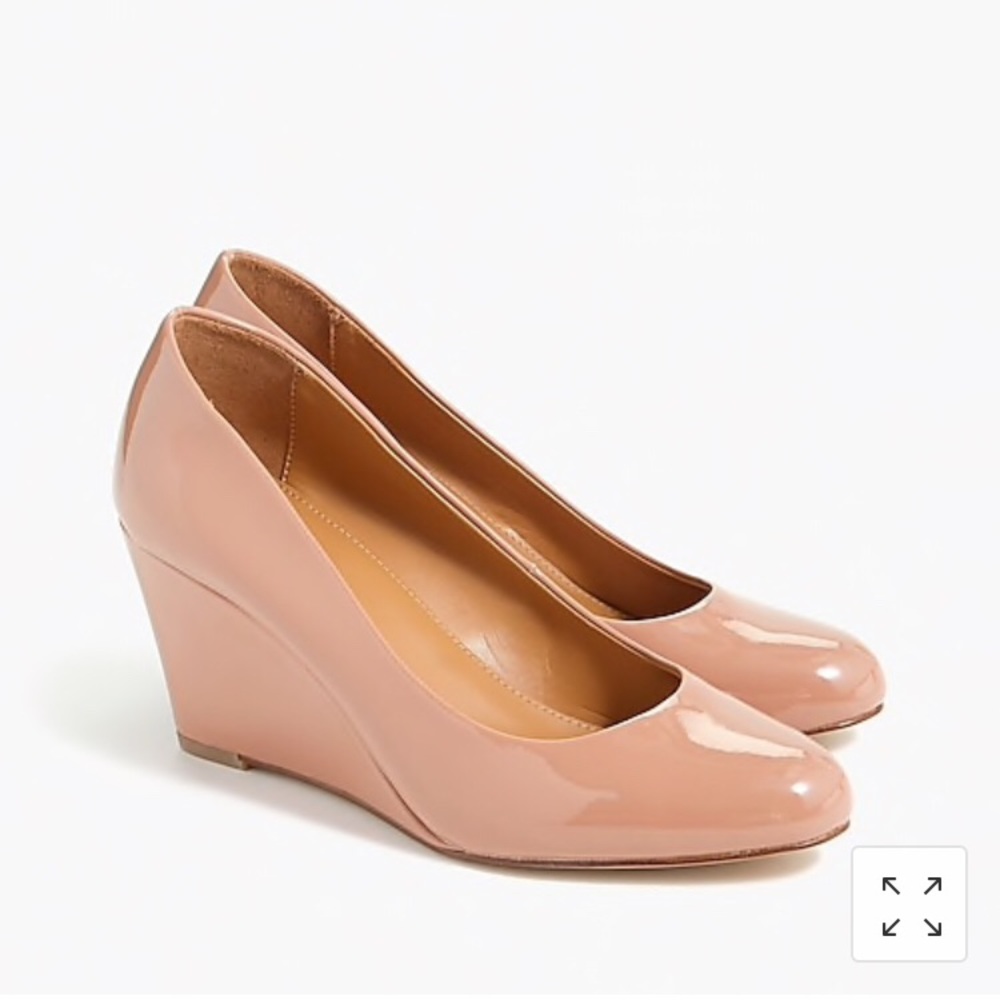 Jcrew factory Sylvia nude patent wedge shoe